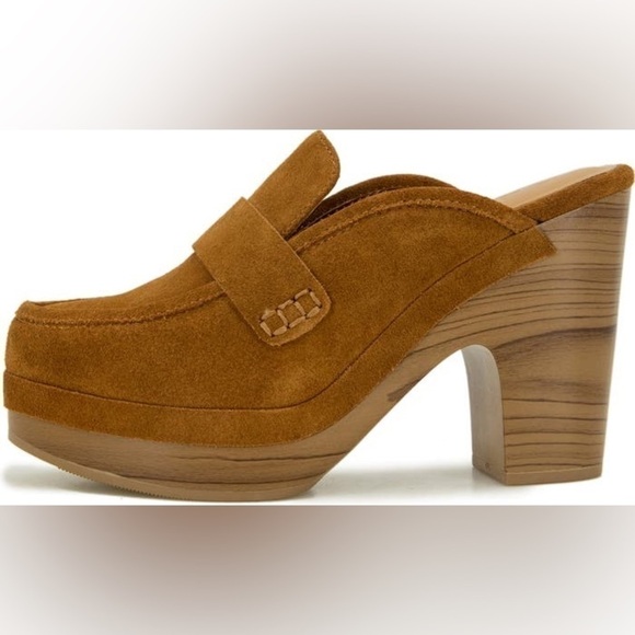 Splendid Vina Suede Platform Clog - toffee suede leather - size 8 - Picture 4 of 16
